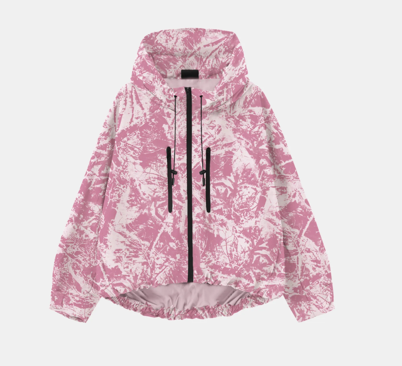 One Size Pink Forest Camo Short Oversized Rain Jacket